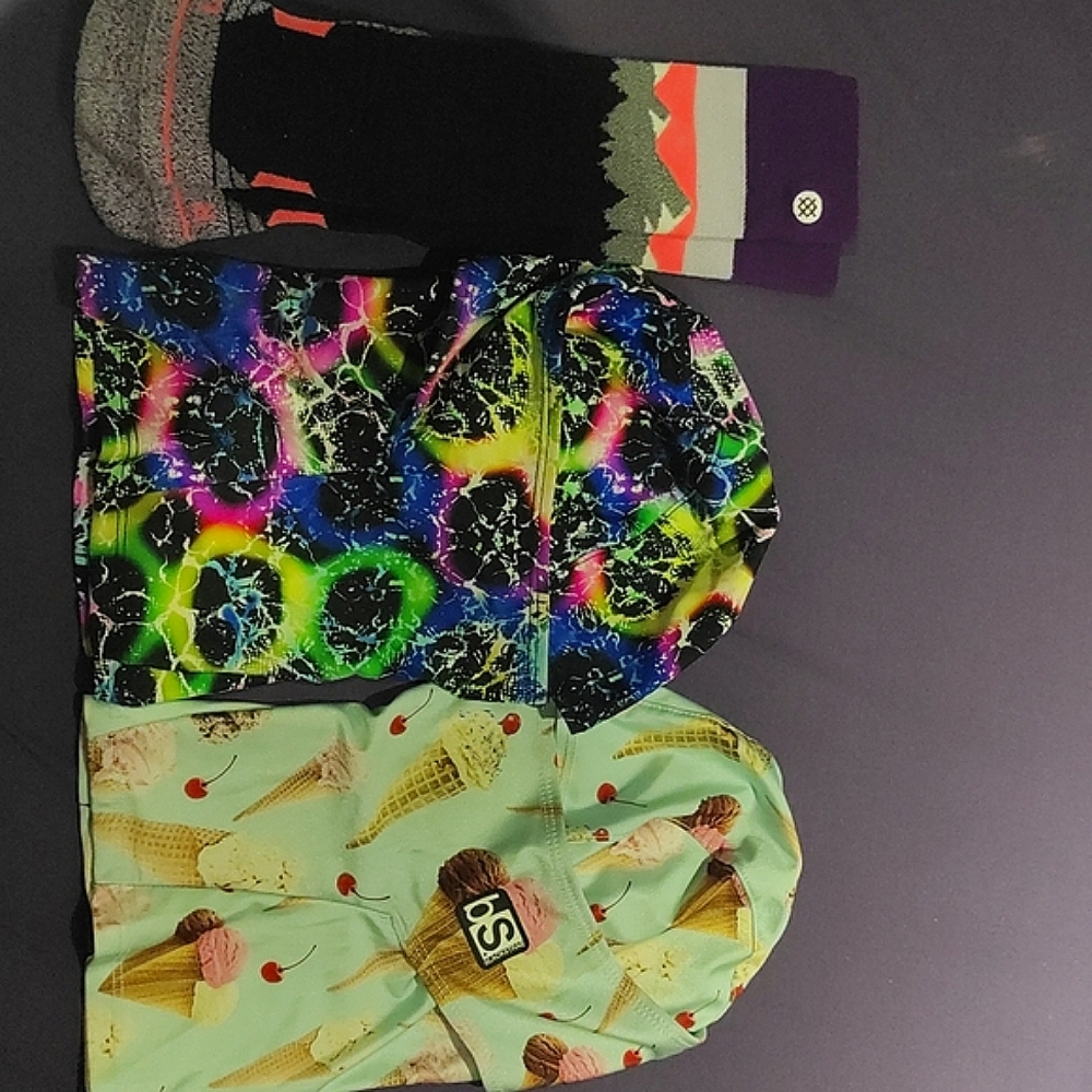 2 Ski masks (used once) and brand new socks